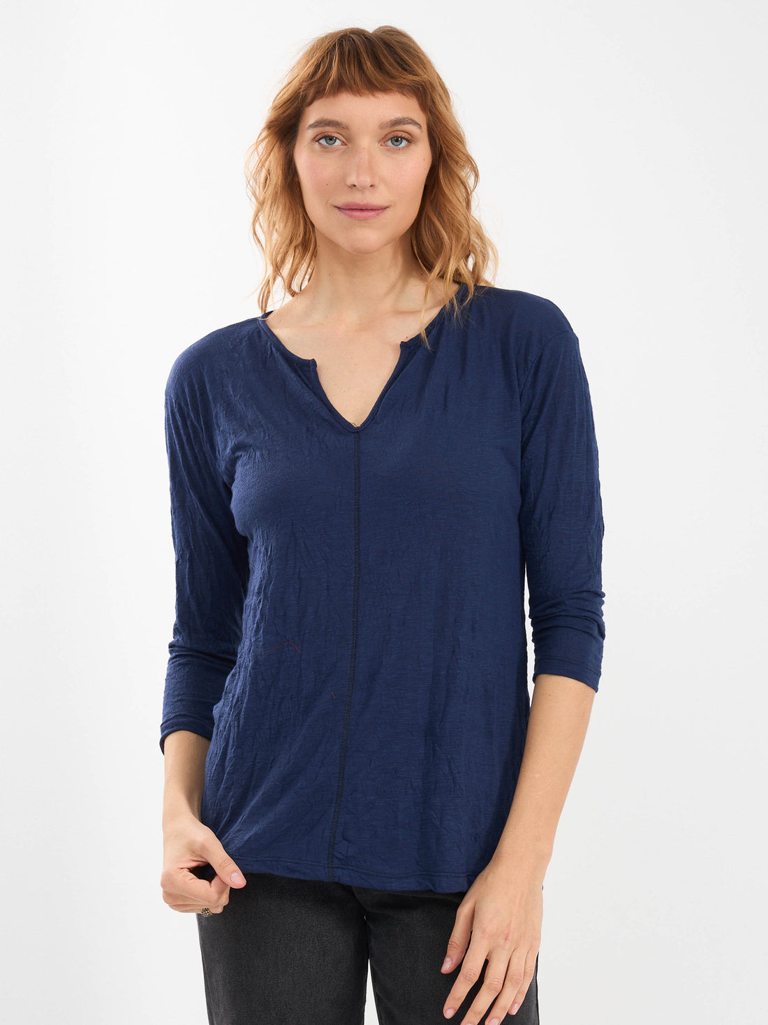 חולצה | ערבה מקומטת | כחול