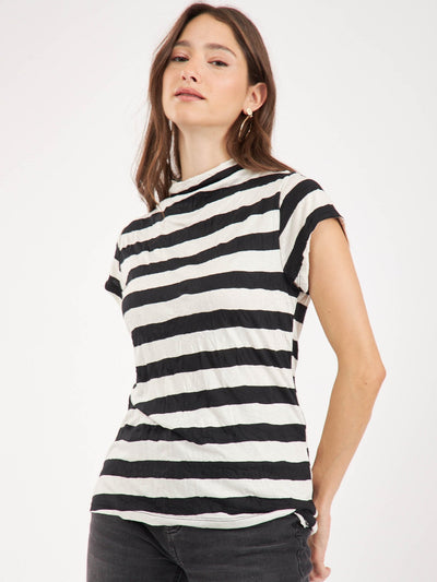 חולצת | לוסיאנה |שחור לבן פס רחב - 2SIS
